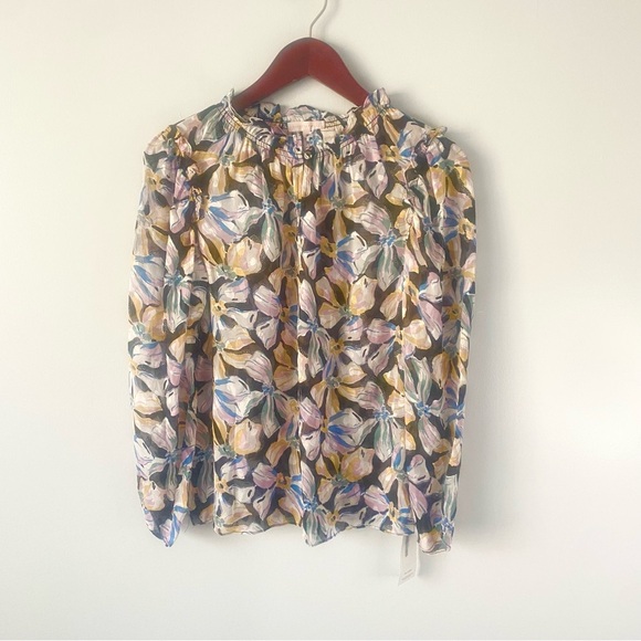 Rebecca Taylor Bow‎ Fluer Silk Top in Black Combo Size Medium - Picture 3 of 8